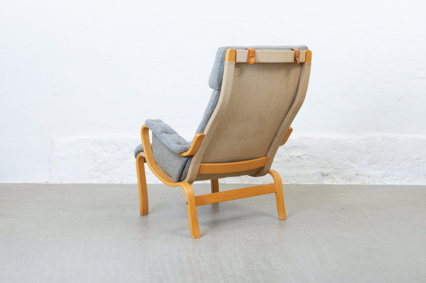 1970s Swedish lounger in beech + wool