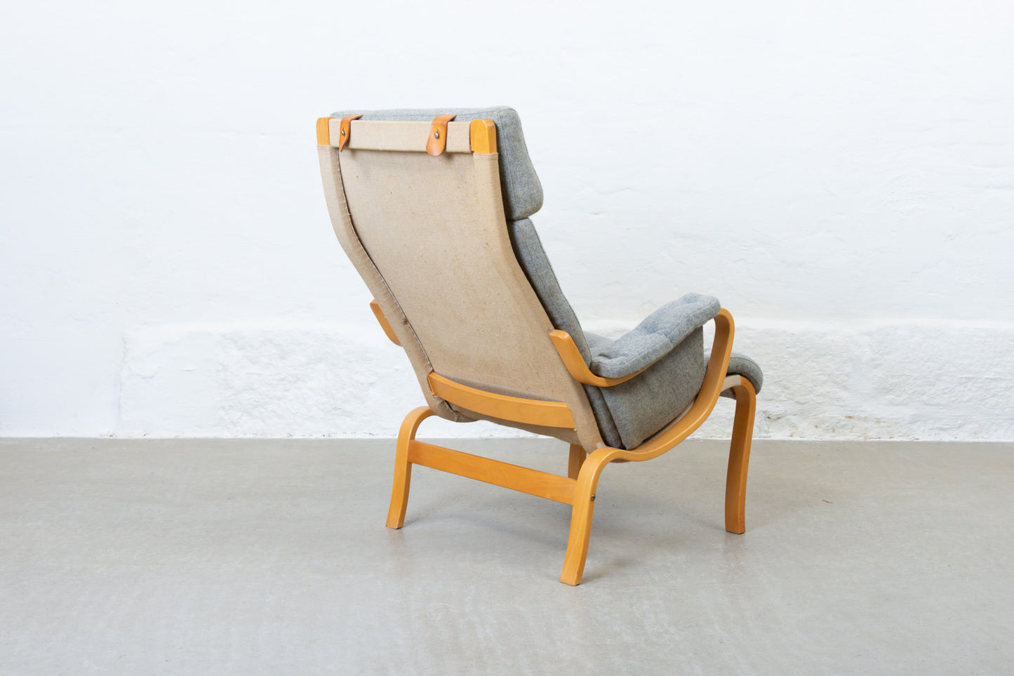 1970s Swedish lounger in beech + wool
