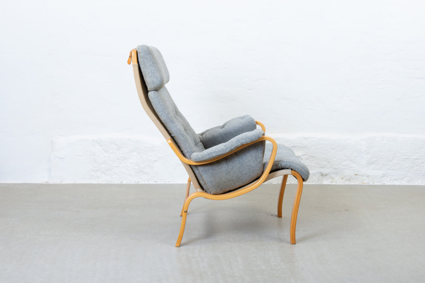 1970s Swedish lounger in beech + wool
