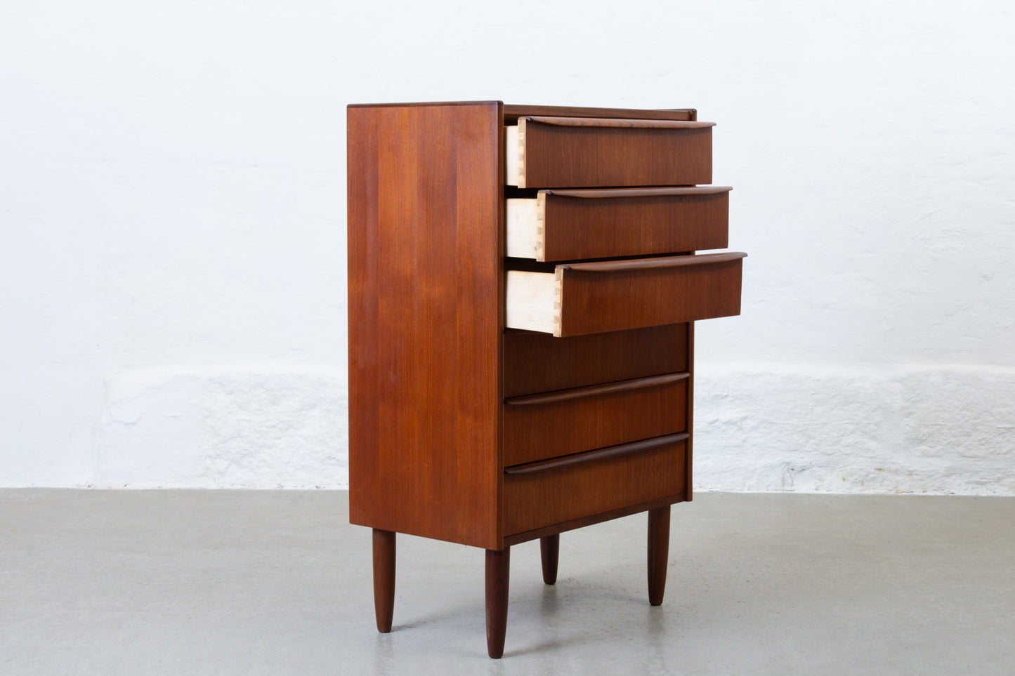 1960s teak chest with lipped handles