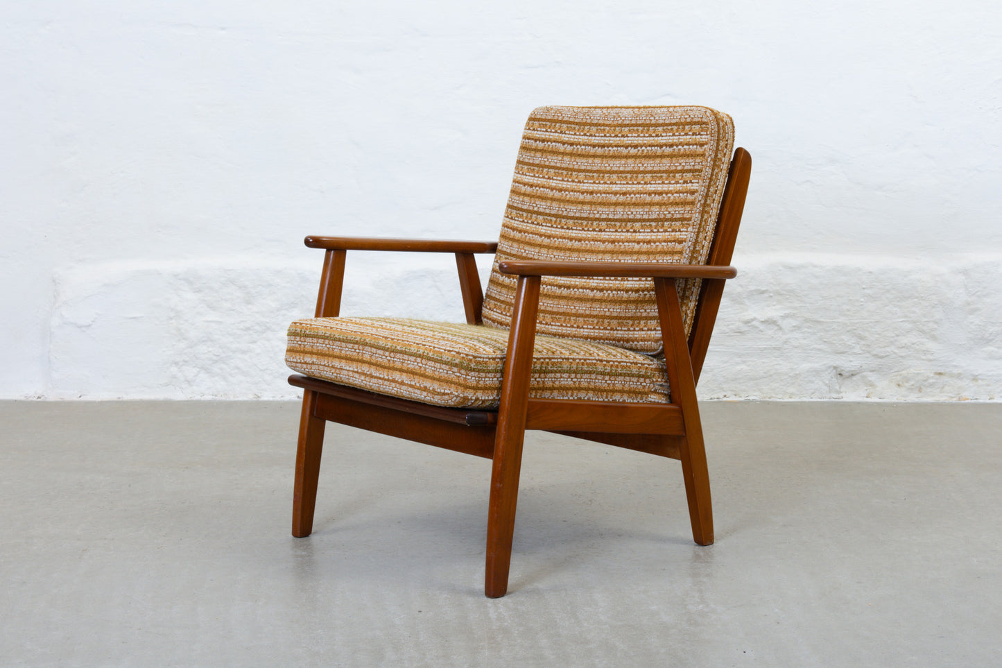 1960s Danish beech + wool lounger