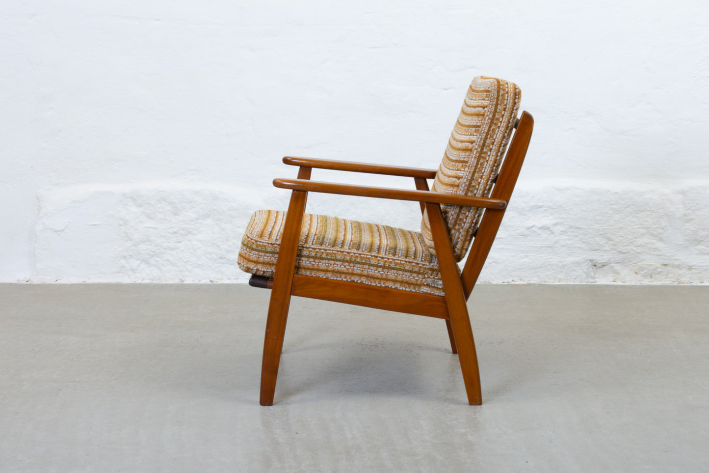 1960s Danish beech + wool lounger