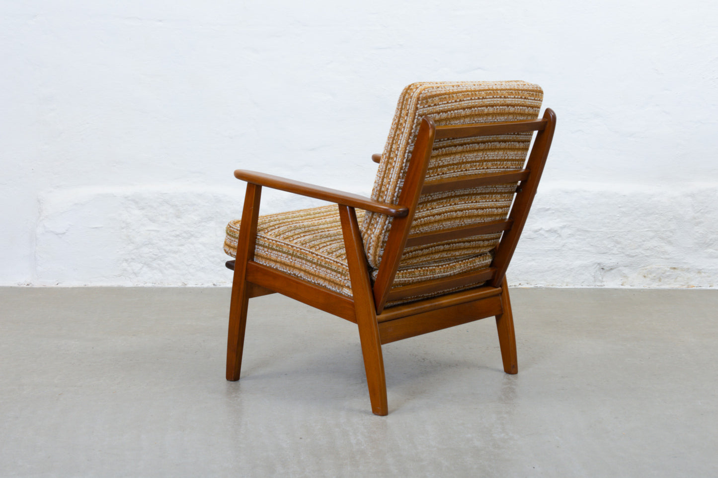1960s Danish beech + wool lounger