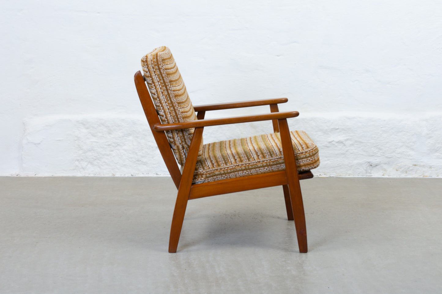 1960s Danish beech + wool lounger