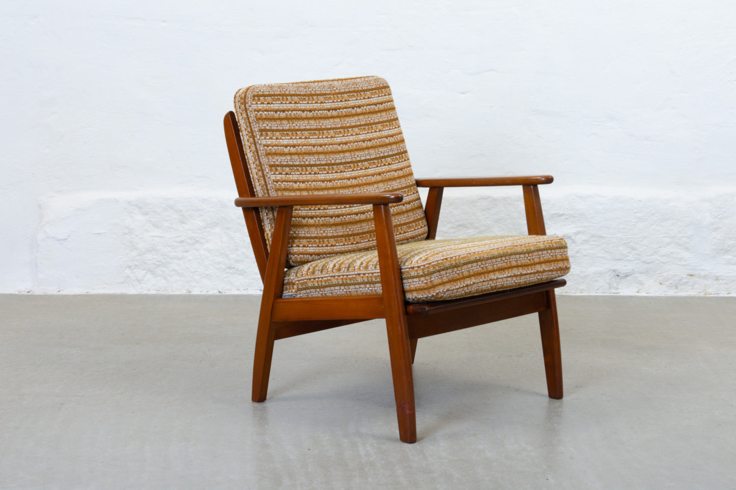 1960s Danish beech + wool lounger