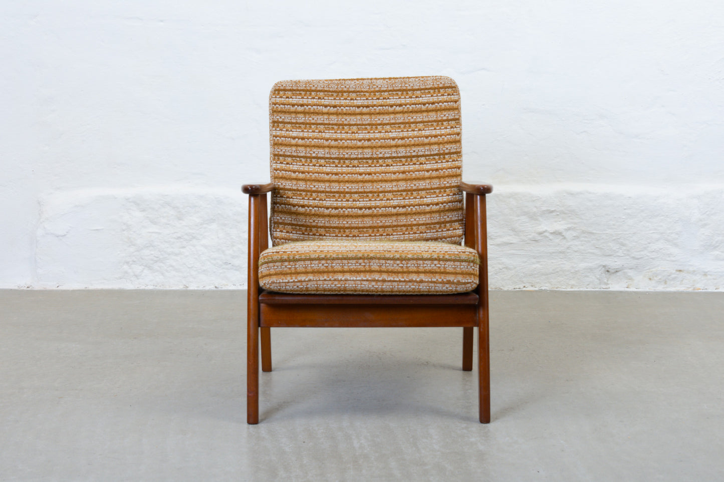 1960s Danish beech + wool lounger