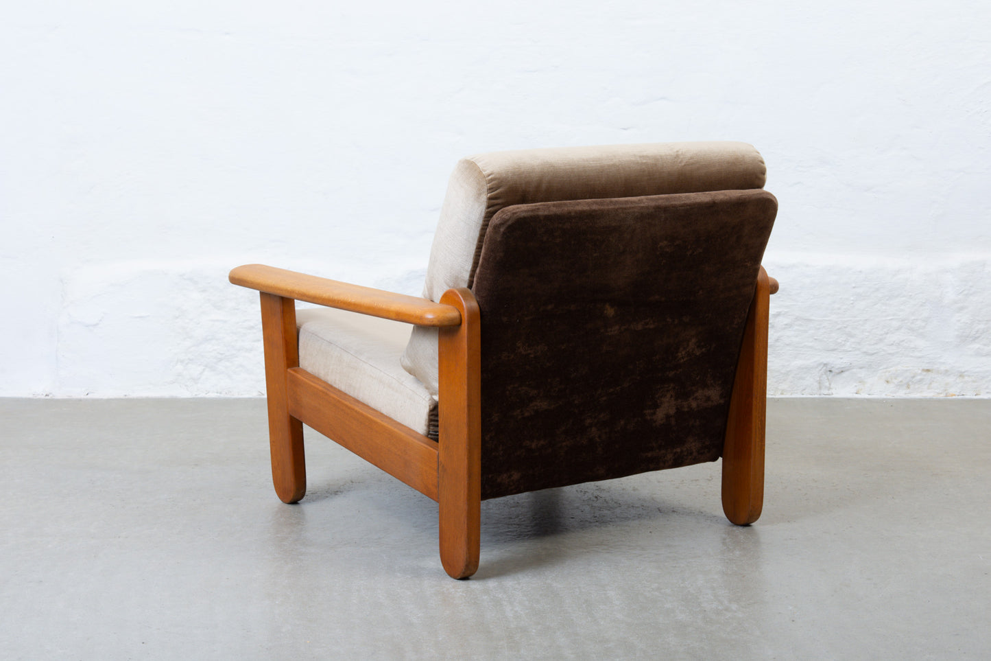 1970s low back beech lounger