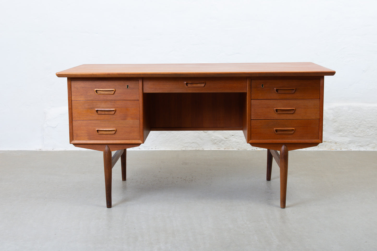 1960s twin pedestal desk in teak