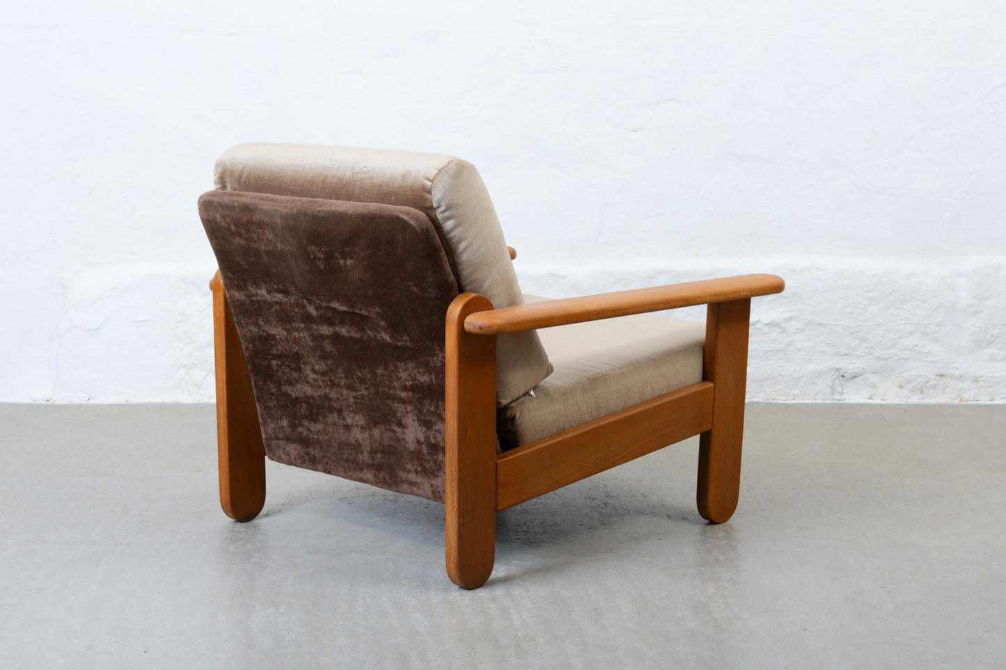 1970s low back beech lounger