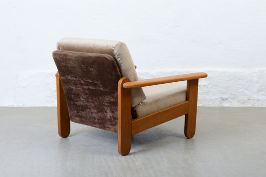 1970s low back beech lounger