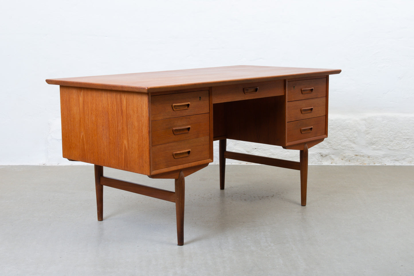 1960s twin pedestal desk in teak