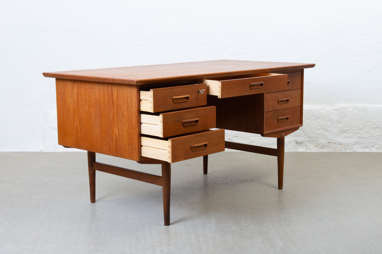 1960s twin pedestal desk in teak