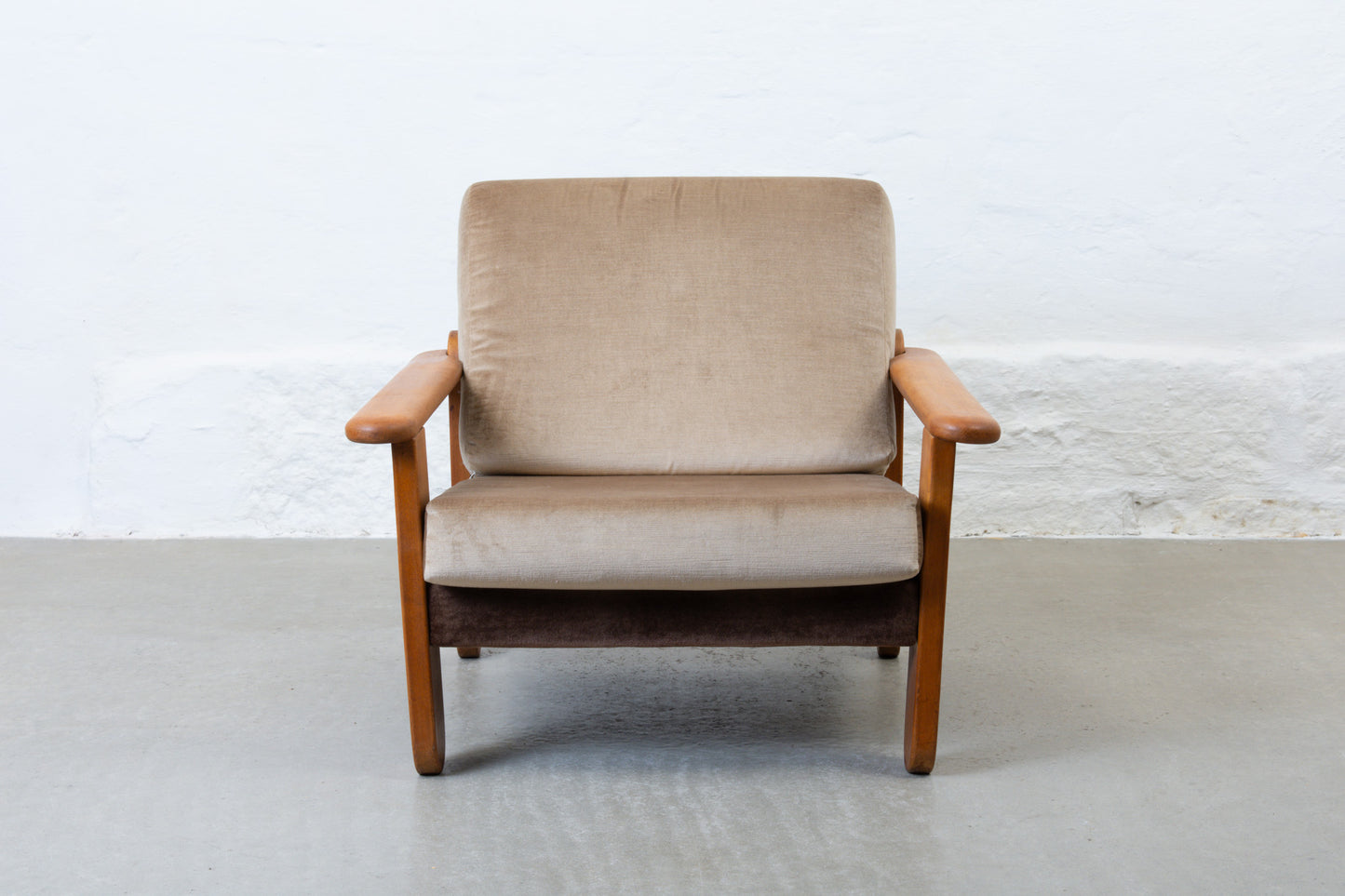 1970s low back beech lounger