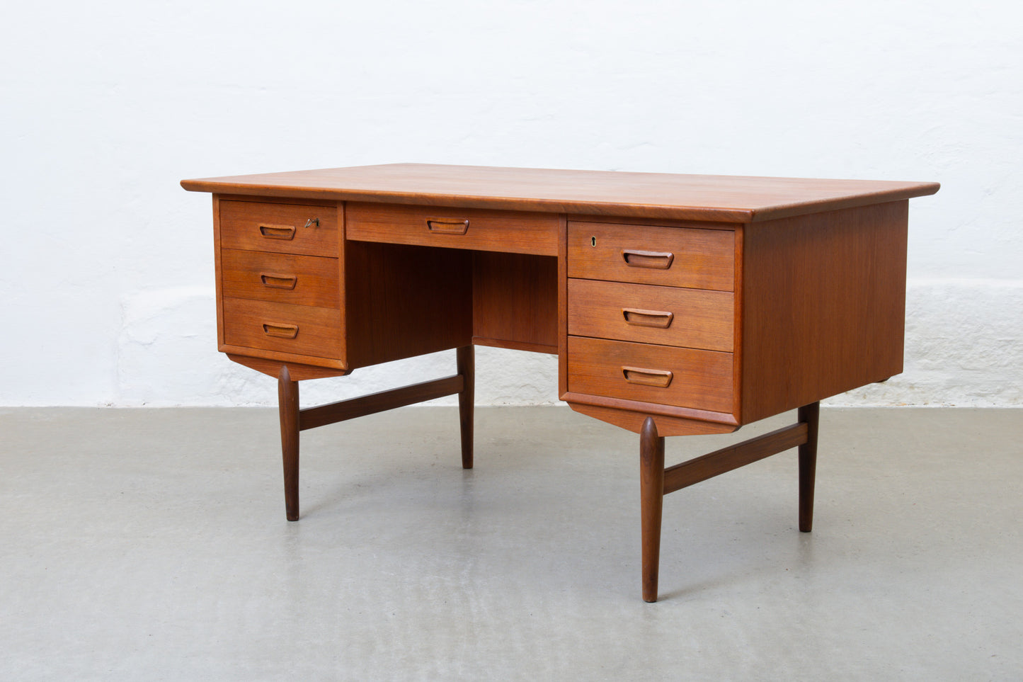 1960s twin pedestal desk in teak