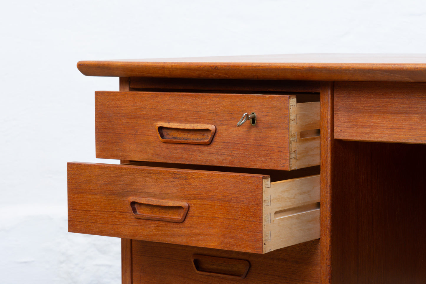 1960s twin pedestal desk in teak
