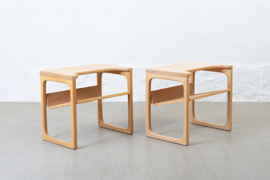 Pair of 1960s bedside tables in beech