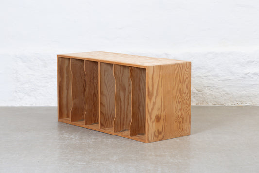 1970s wall-mounted record cabinet in pine
