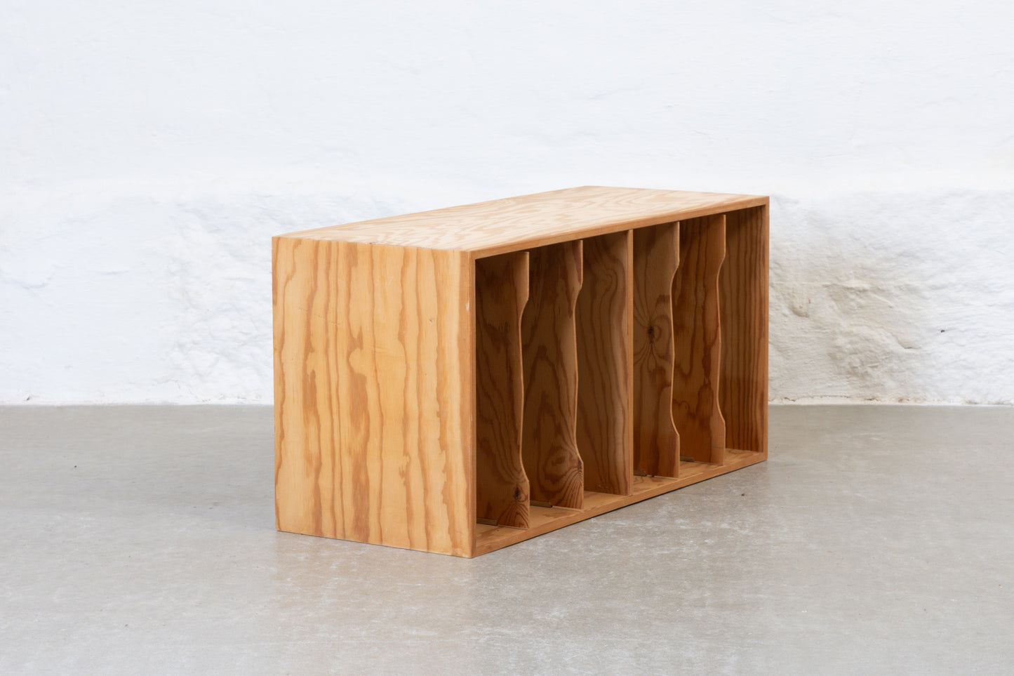 1970s wall-mounted record cabinet in pine