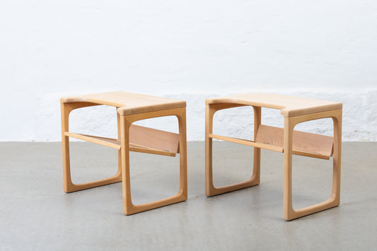 Pair of 1960s bedside tables in beech