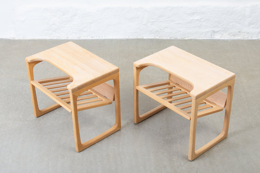 Pair of 1960s bedside tables in beech