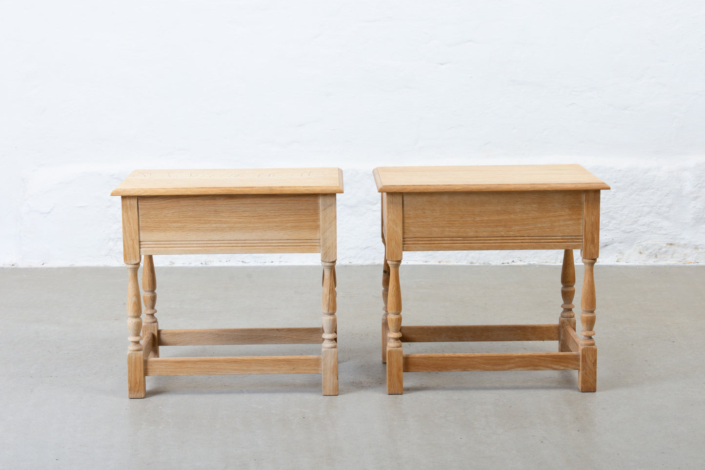 1970s pair of bedside tables in oak