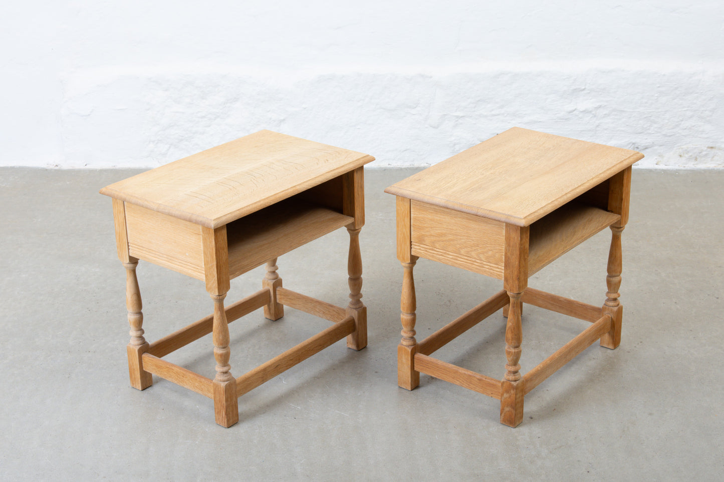1970s pair of bedside tables in oak