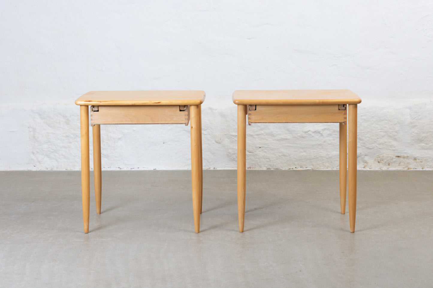 1960s bedside tables in birch by Asko