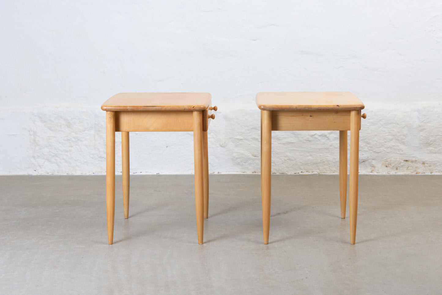 1960s bedside tables in birch by Asko