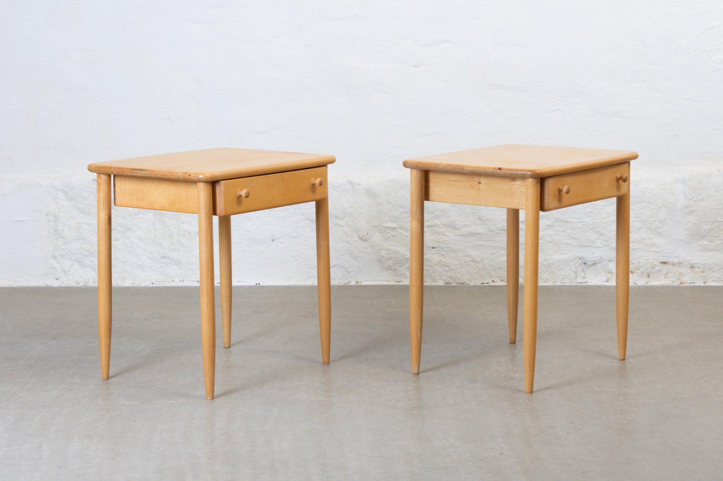 1960s bedside tables in birch by Asko