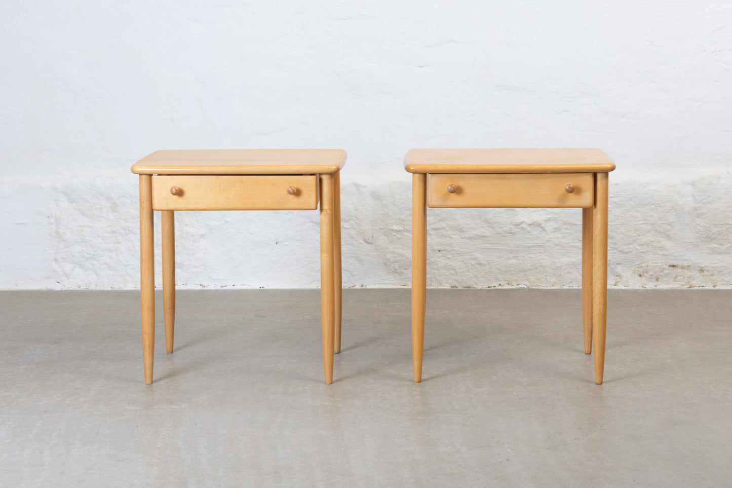1960s bedside tables in birch by Asko