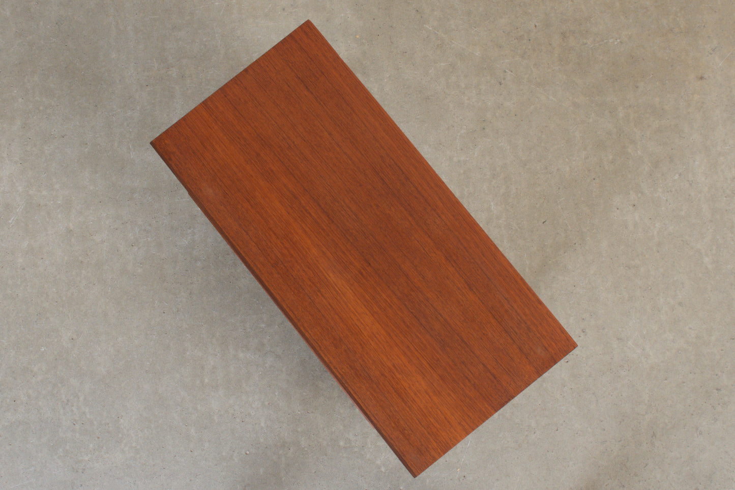 1960s low teak chest with inset handles