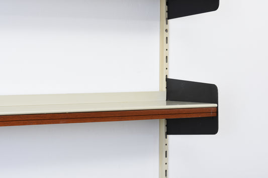 1960s modular shelving in teak + metal