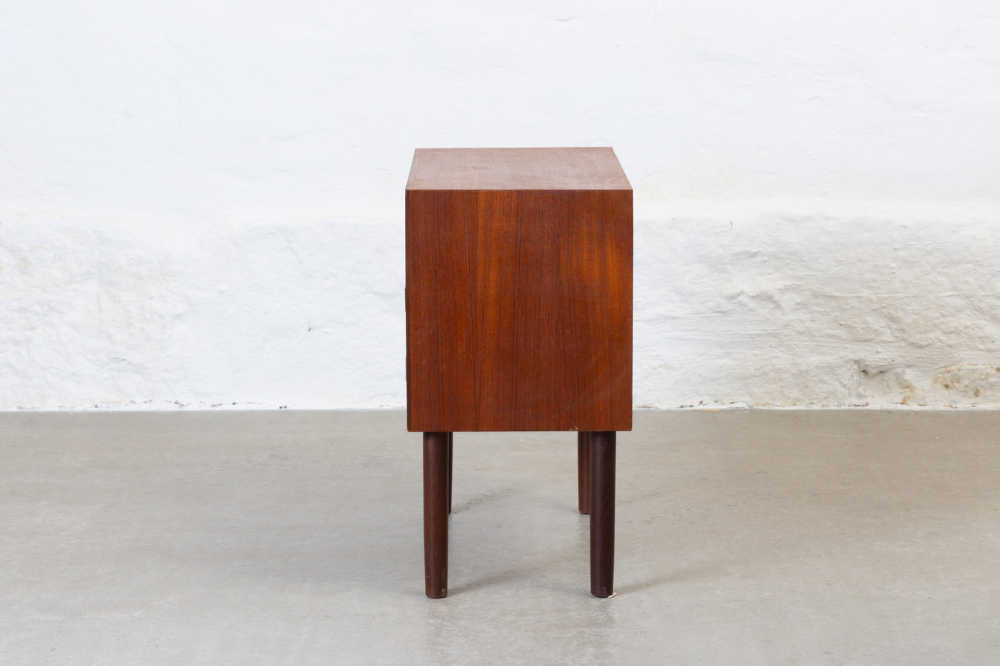 1960s low teak chest with inset handles
