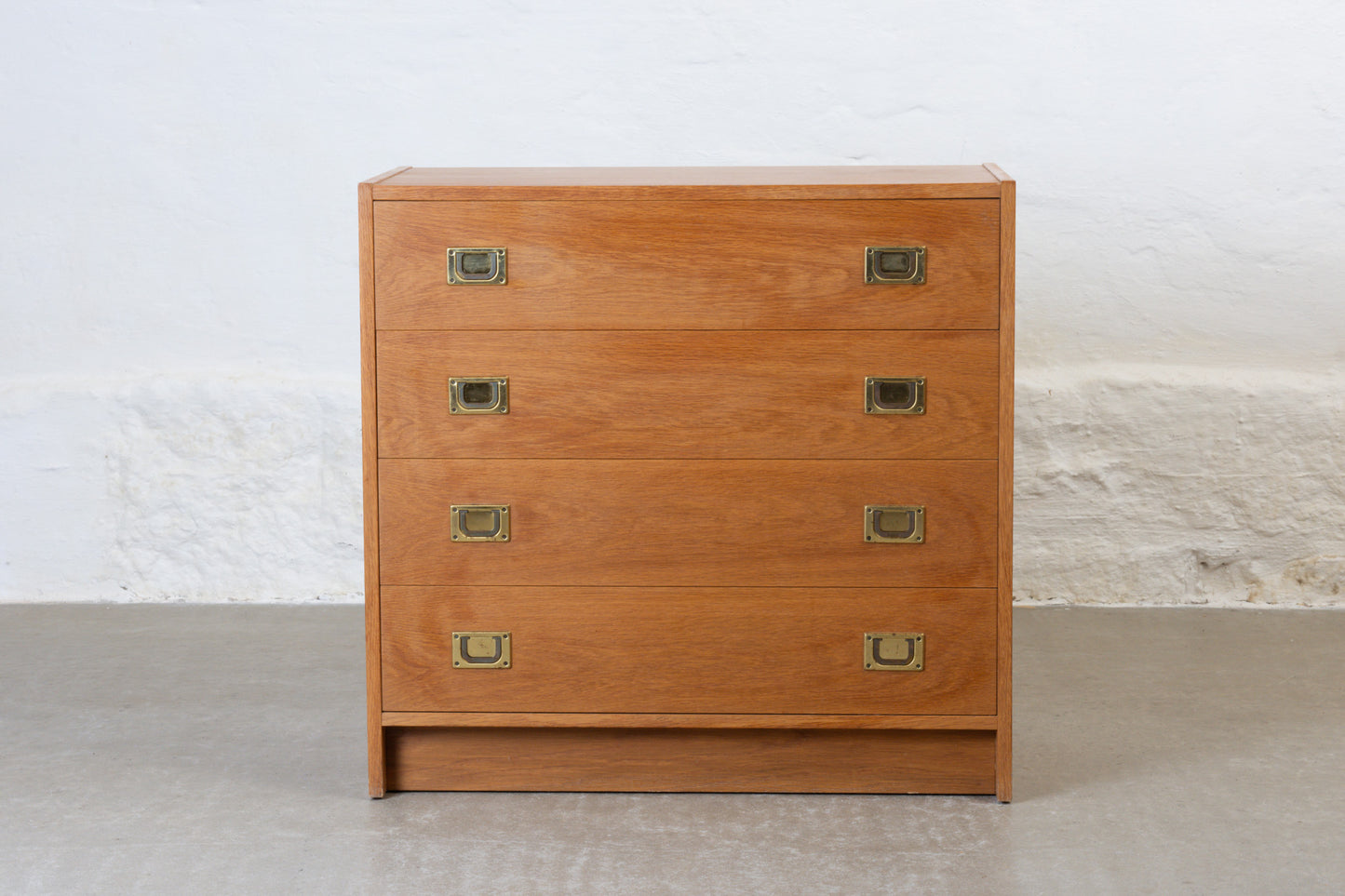 1980s oak chest with brass handles