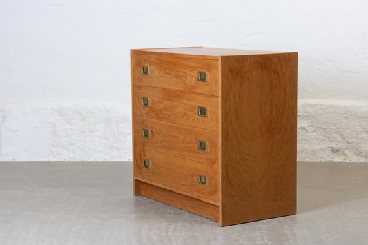 1980s oak chest with brass handles