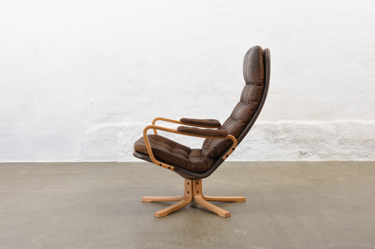 1960s leather swivel chair by Sam Larsson