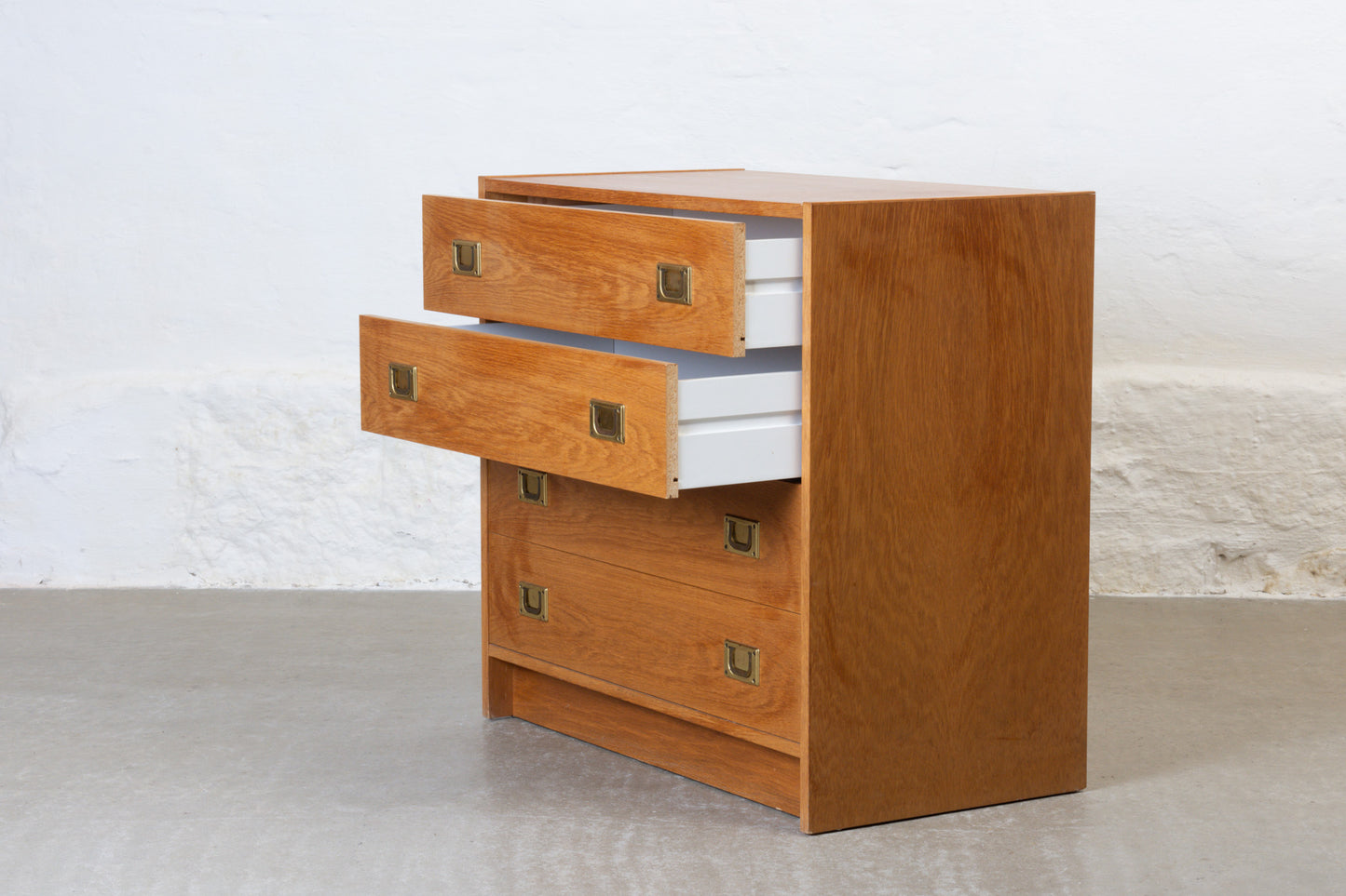 1980s oak chest with brass handles