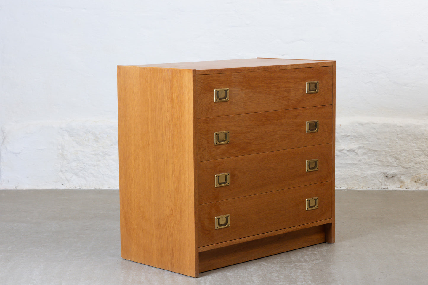1980s oak chest with brass handles