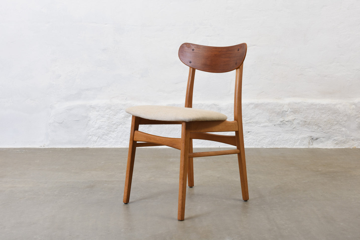 Two available: 1960s teak + oak dining chairs
