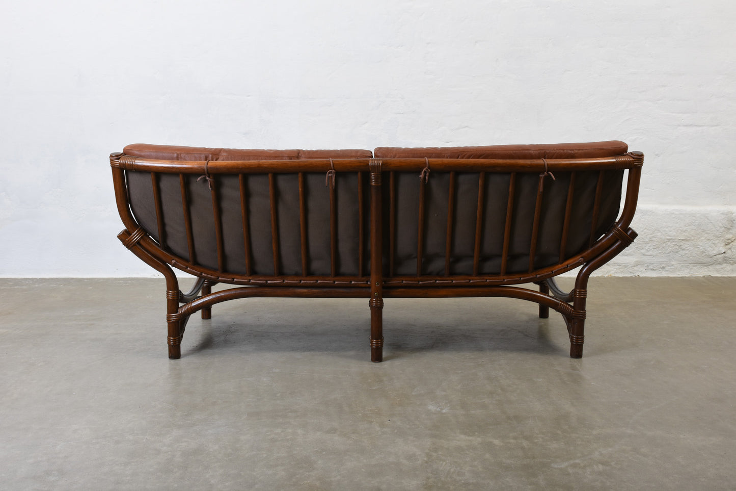 1970s bamboo + leather sofa