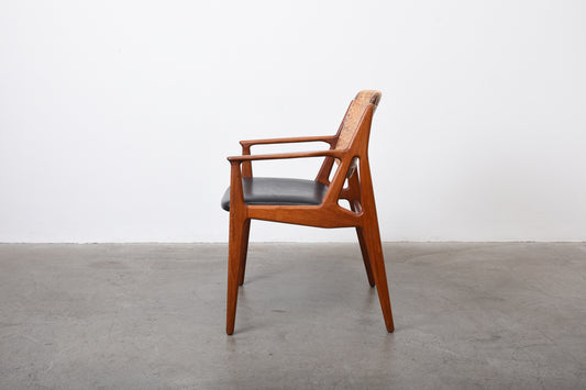 1960s 'Ella' chair in teak + cane by Arne Vodder