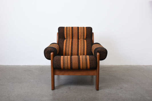 1970s Swedish beech + wool lounger