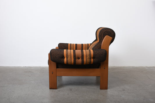 1970s Swedish beech + wool lounger