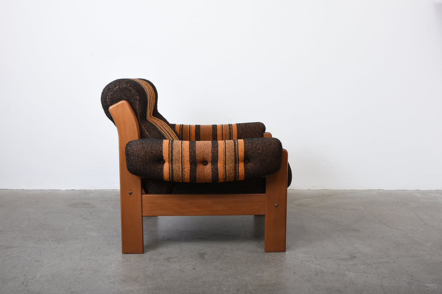 1970s Swedish beech + wool lounger