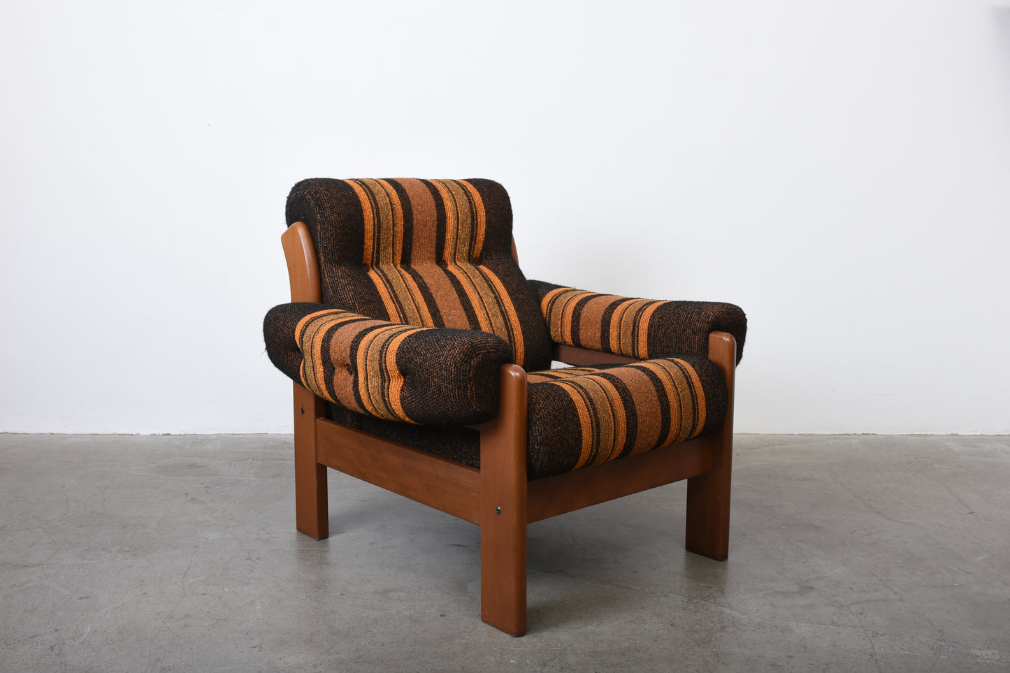 1970s Swedish beech + wool lounger