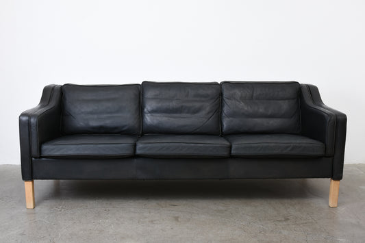 1970s Danish leather three seater