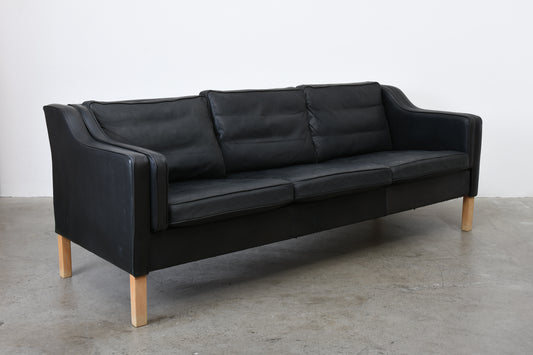 1970s Danish leather three seater