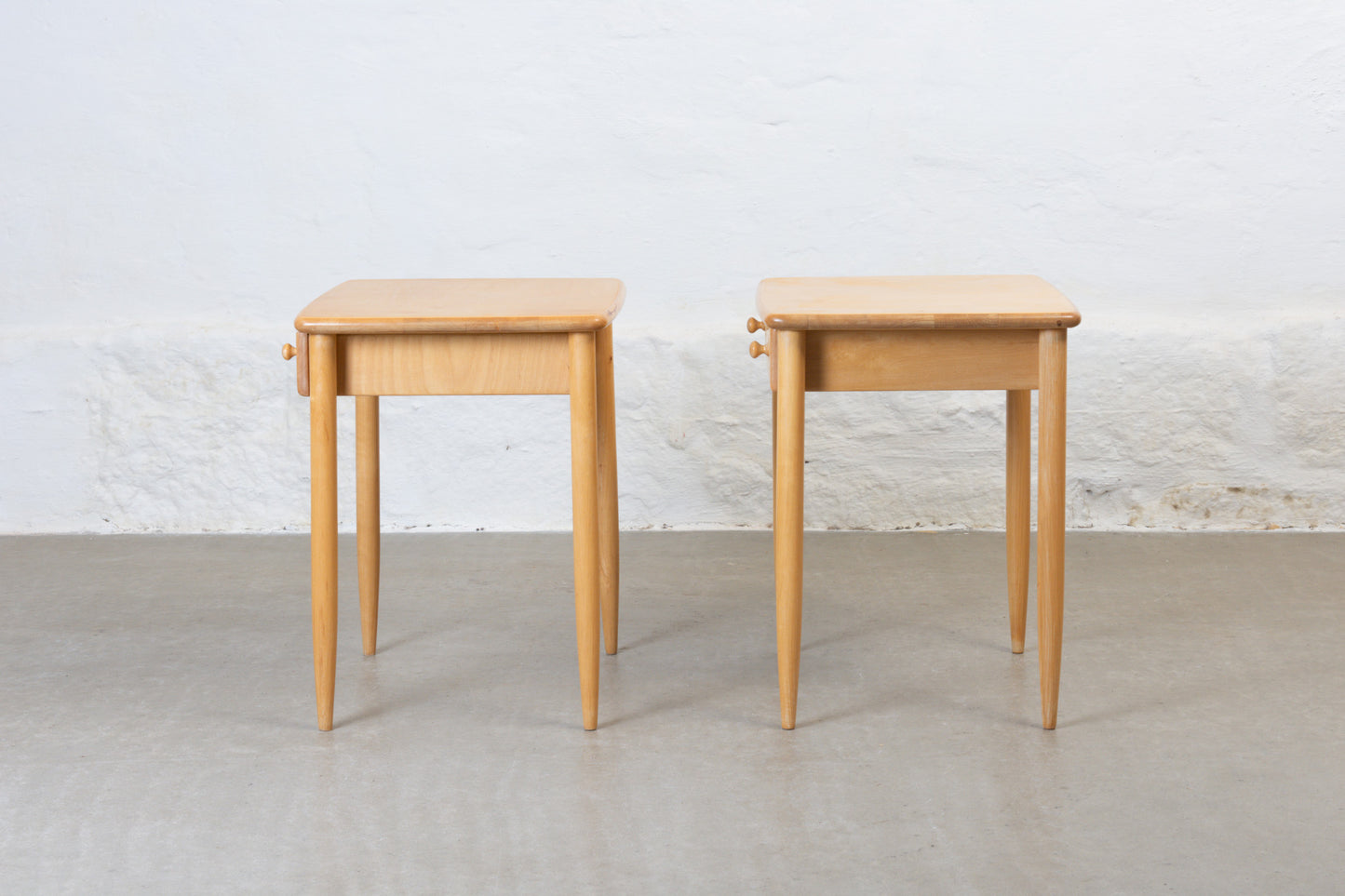 1960s bedside tables in birch by Asko