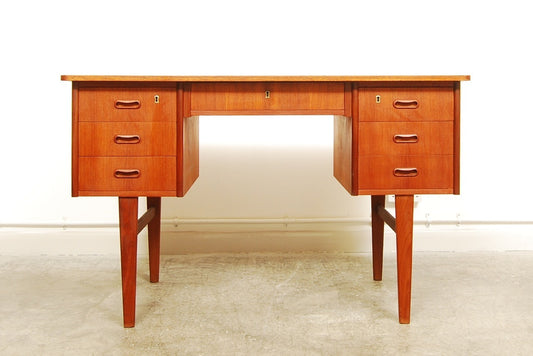 Twin pedestal teak desk