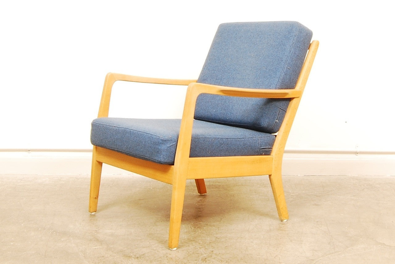 Beech-framed lounge chair